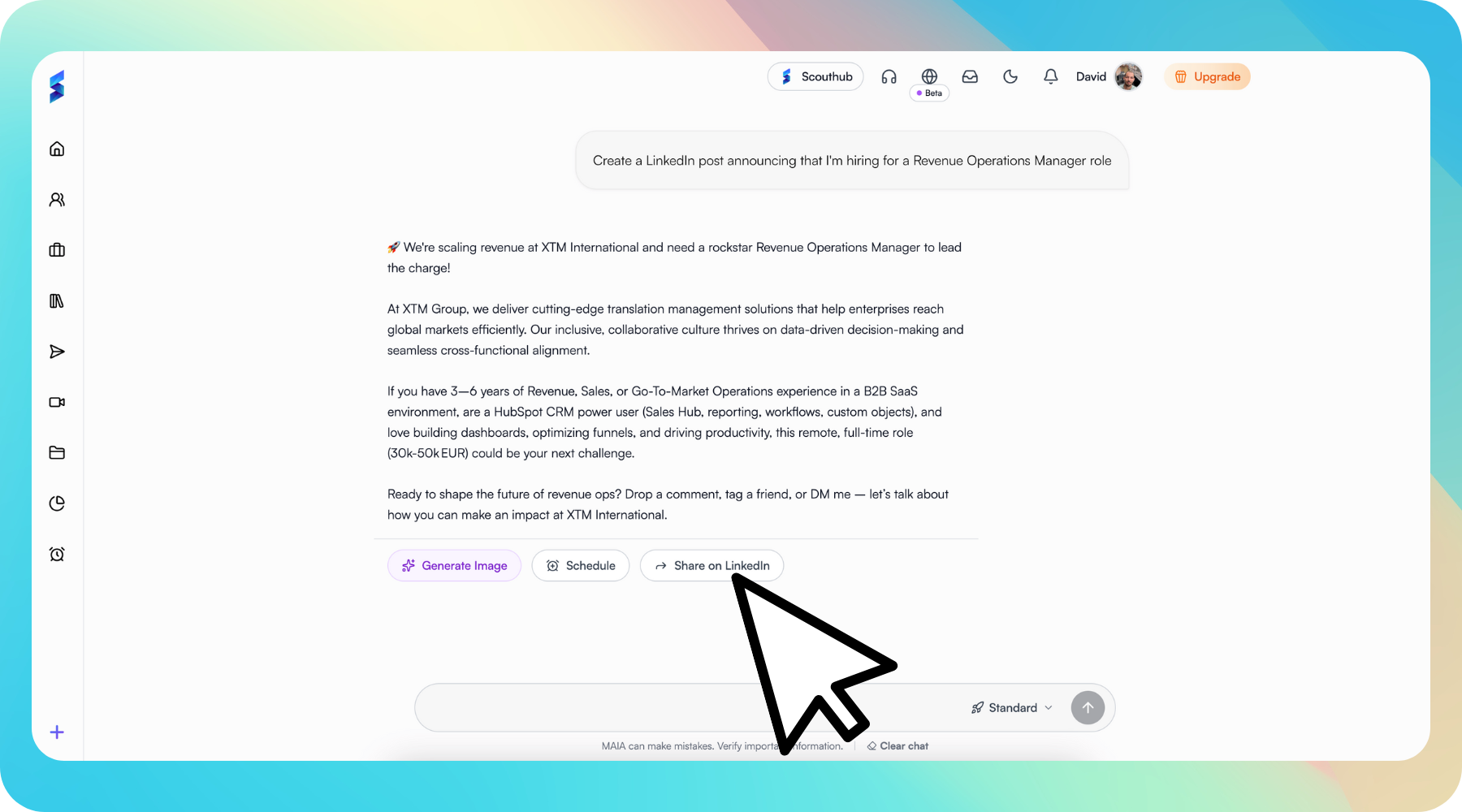 LinkedIn Sharing Interface